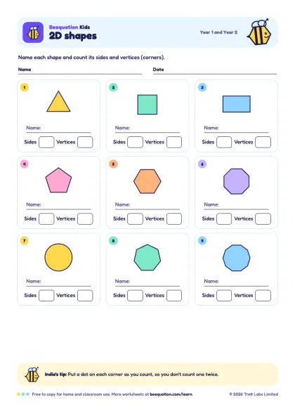 Preview of the 2D shapes worksheet
